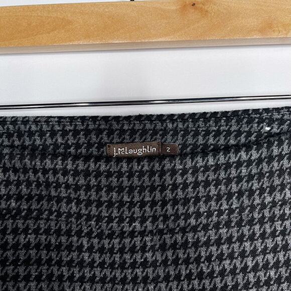 J McLaughlin 2 Black Gray Houndstooth Ross Pull On Cropped Ankle Pants Plaid - Picture 4 of 10